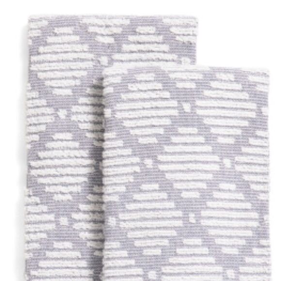 CUISINART Bearing Sea Gray White Bleach Friendly Cotton Tea Kitchen Towels 2 pk - Picture 2 of 8